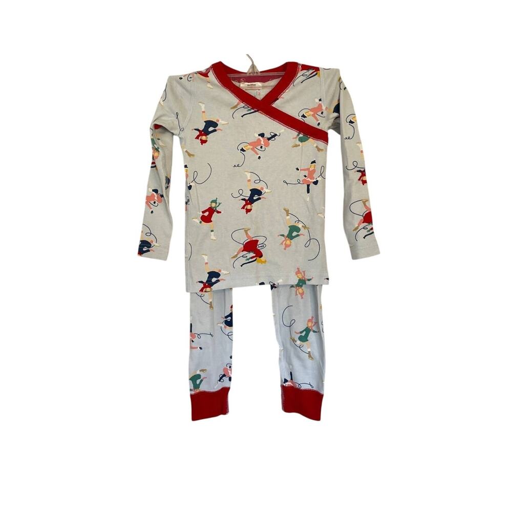Hanna Andersson Holiday Print Long John Set - Gliding On Ice Blue - Size 4